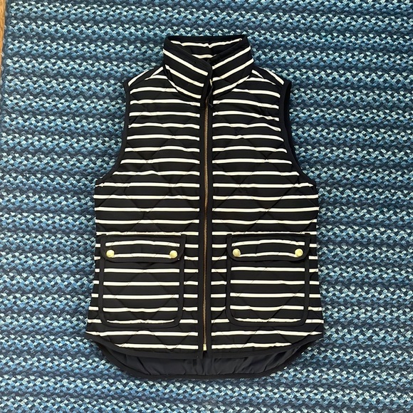 J. Crew Navy and White Striped Quilted Vest - Picture 1 of 8